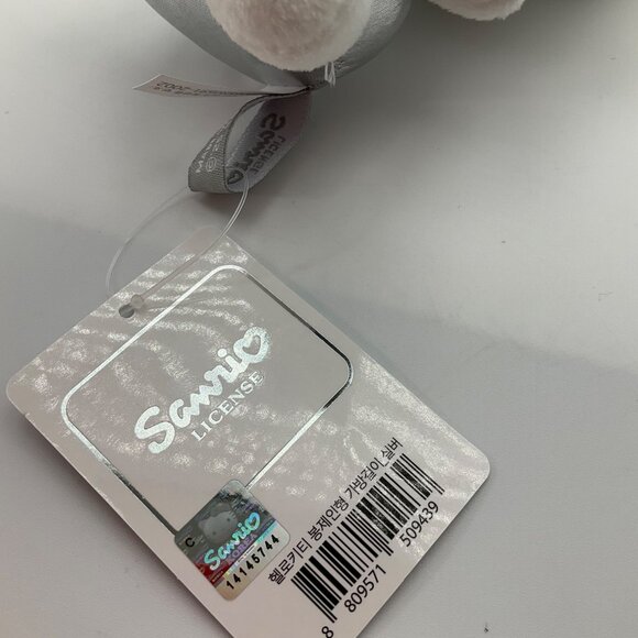 New Korean Hello Kitty Sanrio Plush Keychain Silver Metallic Bag Charm 5" - Picture 11 of 12